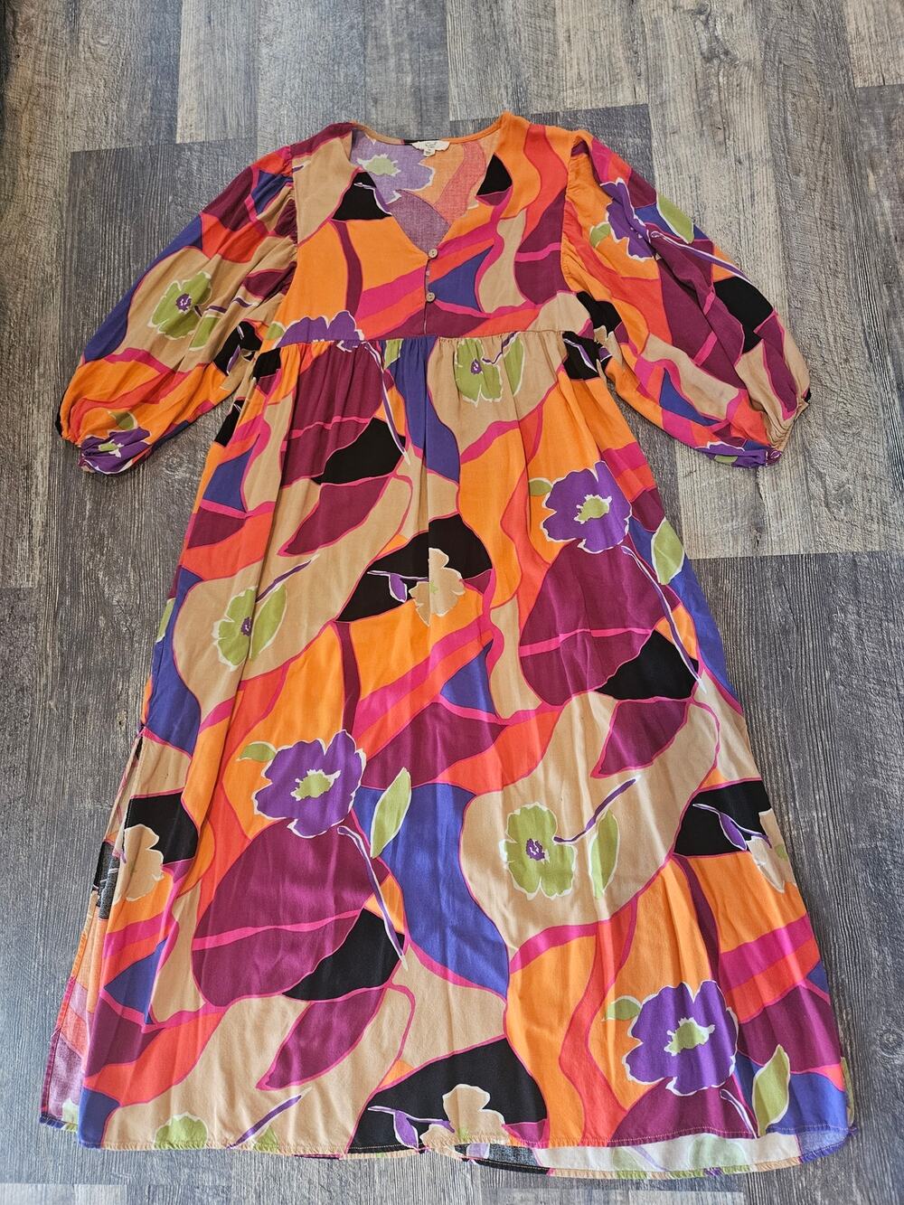 Easel midi dress bold colorful artsy statement medium maximalist balloon sleeve